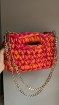 Sac AIMER - Orange Fuchsia Fil Doré