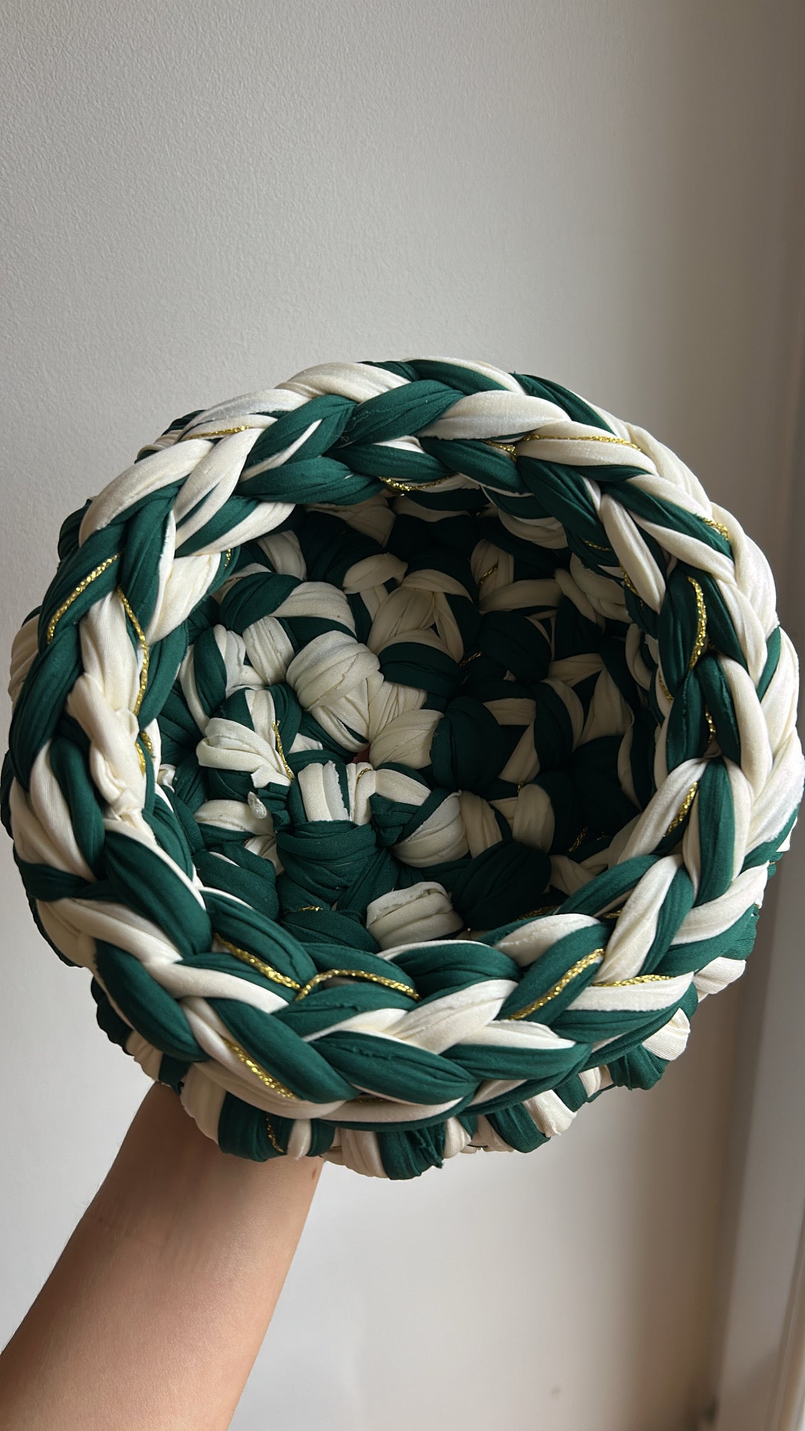 Panier IMERA- Vert Sapin, Blanc Cassé, Fil Doré