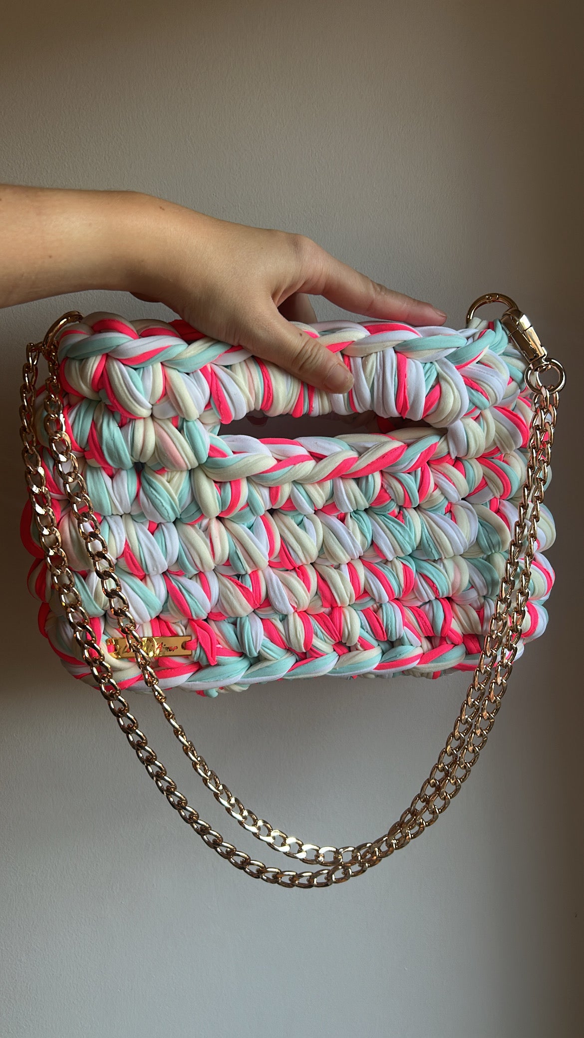 Sac AIMER - Turquoise, Blanc, Jaune Pastel, Rose Petant