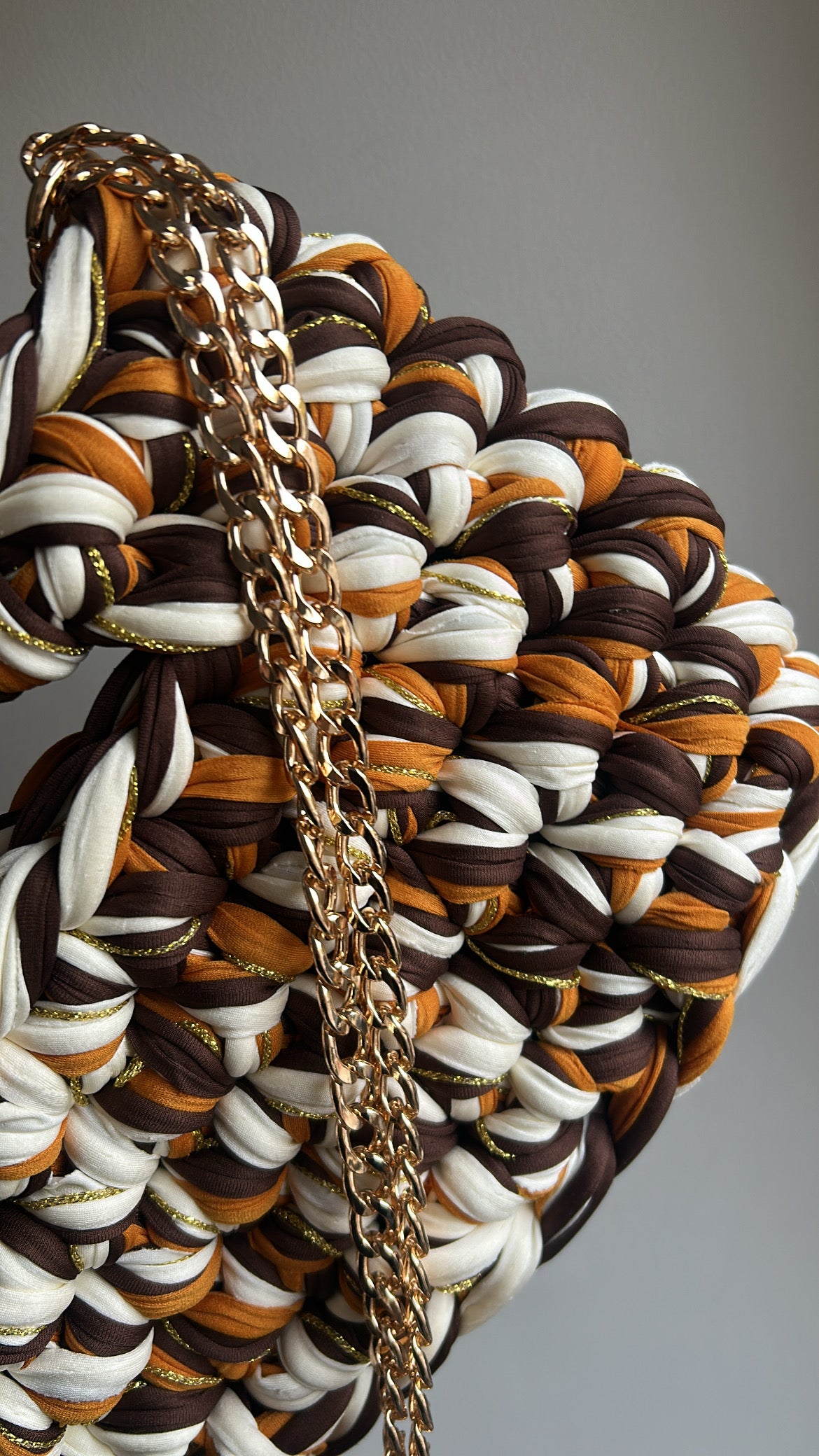 Sac AIMER - Blanc Cassé, Marron, Camel, Fil Doré