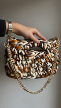 Sac AIMER - Blanc Cassé, Marron, Camel, Fil Doré