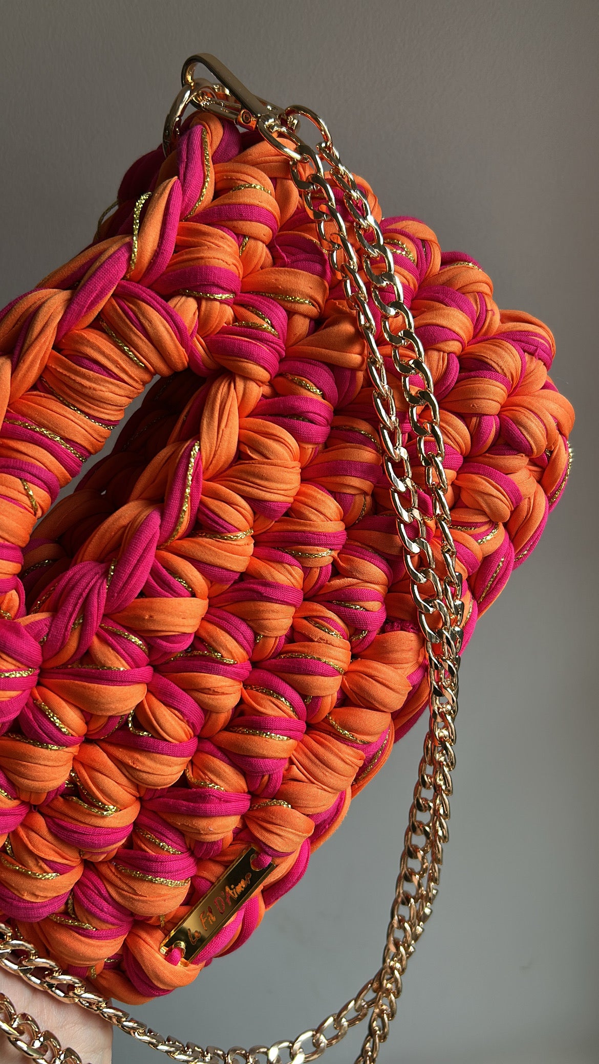Sac AIMER - Orange Fuchsia Fil Doré
