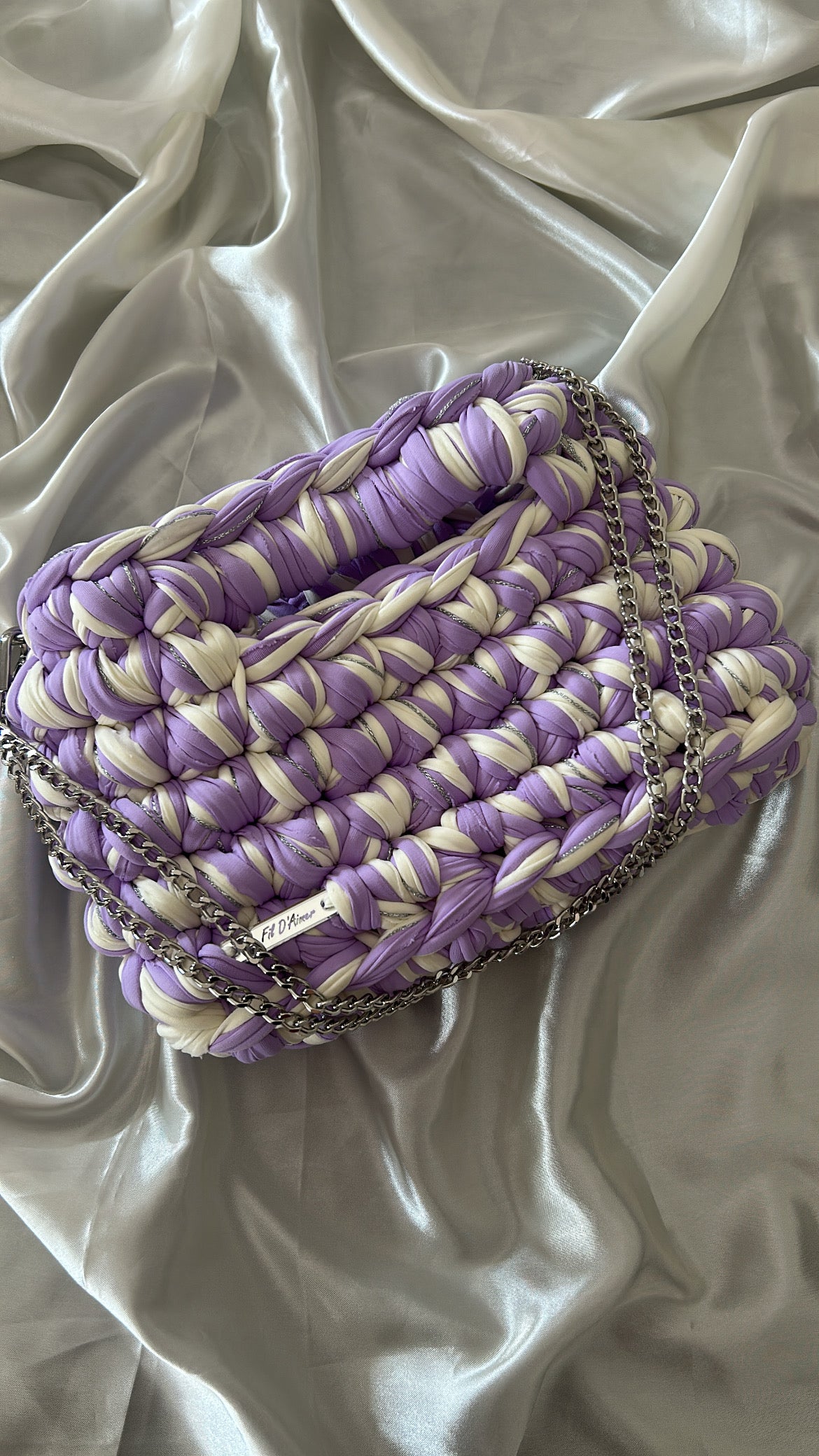 Sac AIMER - Violet Claire, Jaune Pastel, Fil Argenté