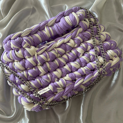 Sac AIMER - Violet Claire, Jaune Pastel, Fil Argenté