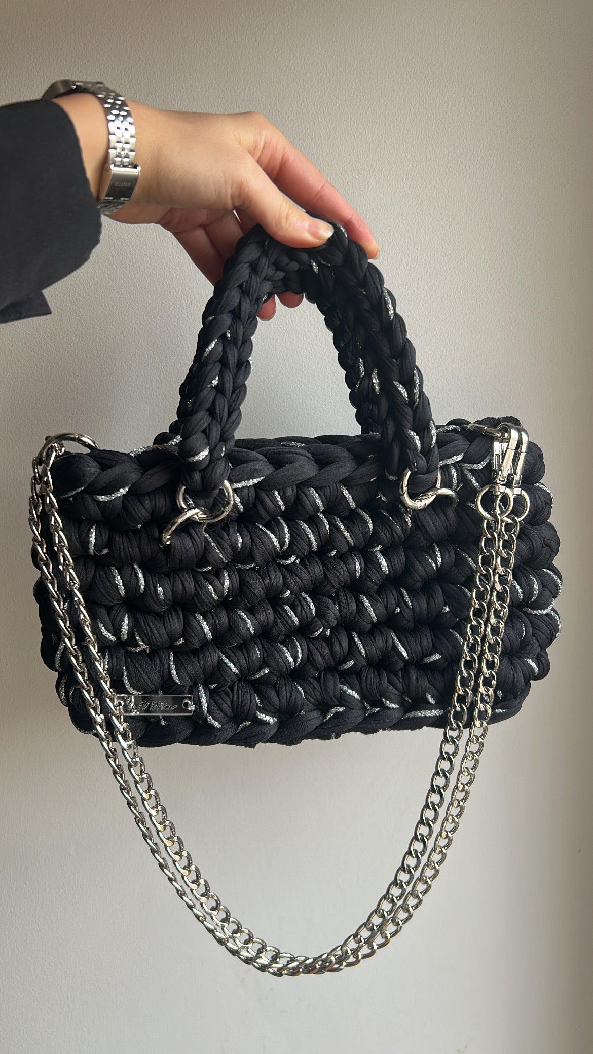 Sac EMIRA - Noir et Corde Argentée