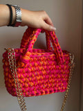 Sac EMIRA - Orange Fuchsia et Doré