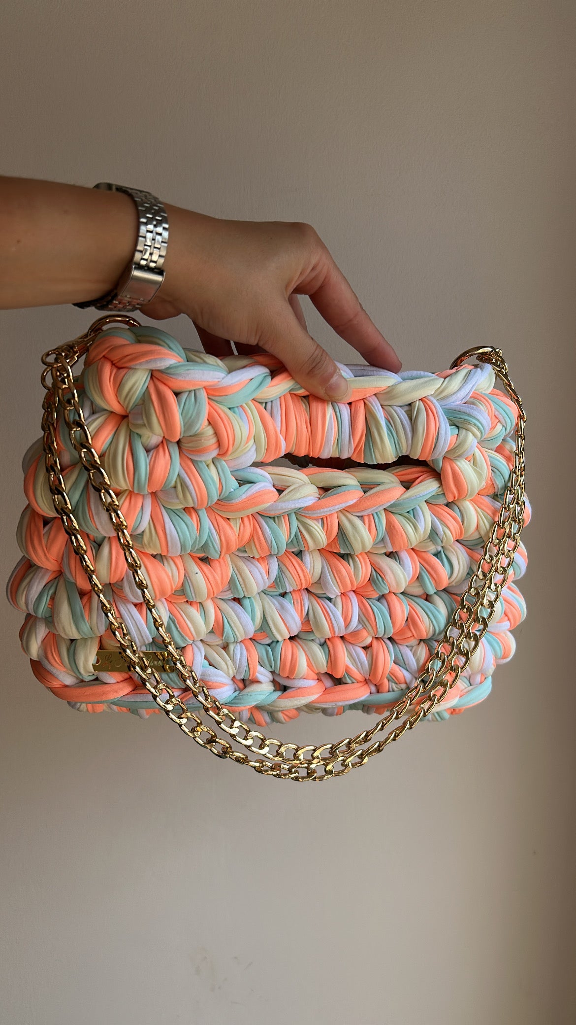Sac AIMER - Turquoise, Corail, Blanc et Jaune Pastel