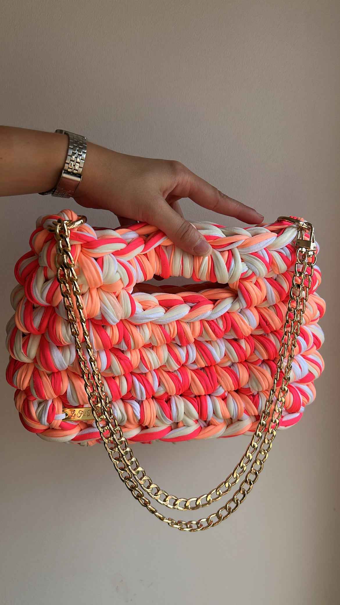 Sac AIMER - Corail, Blanc, Jaune Pastel, Rose Petant