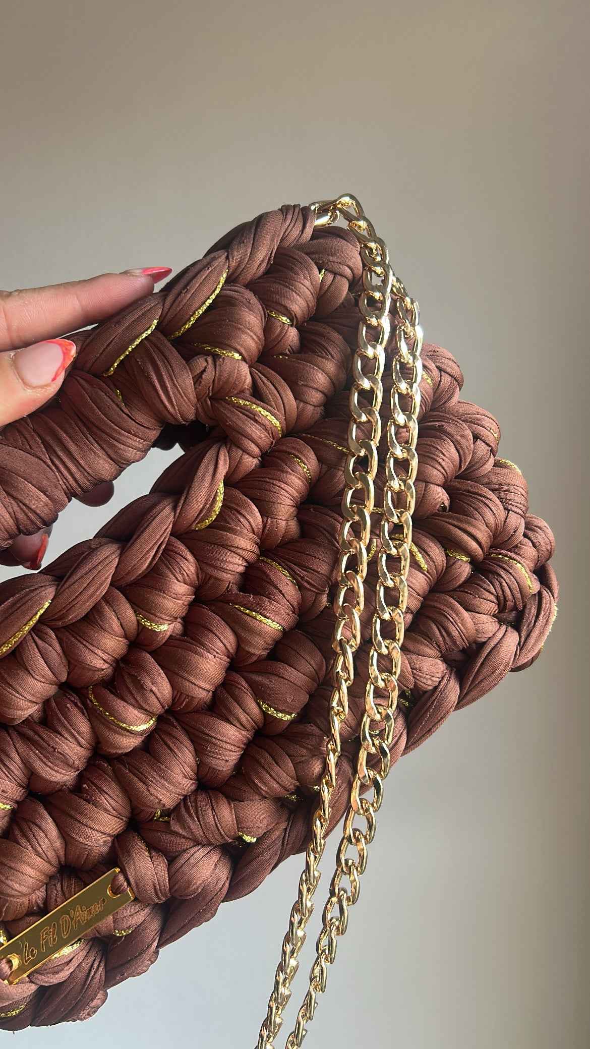 Sac AIMER - Marron et Fil Doré