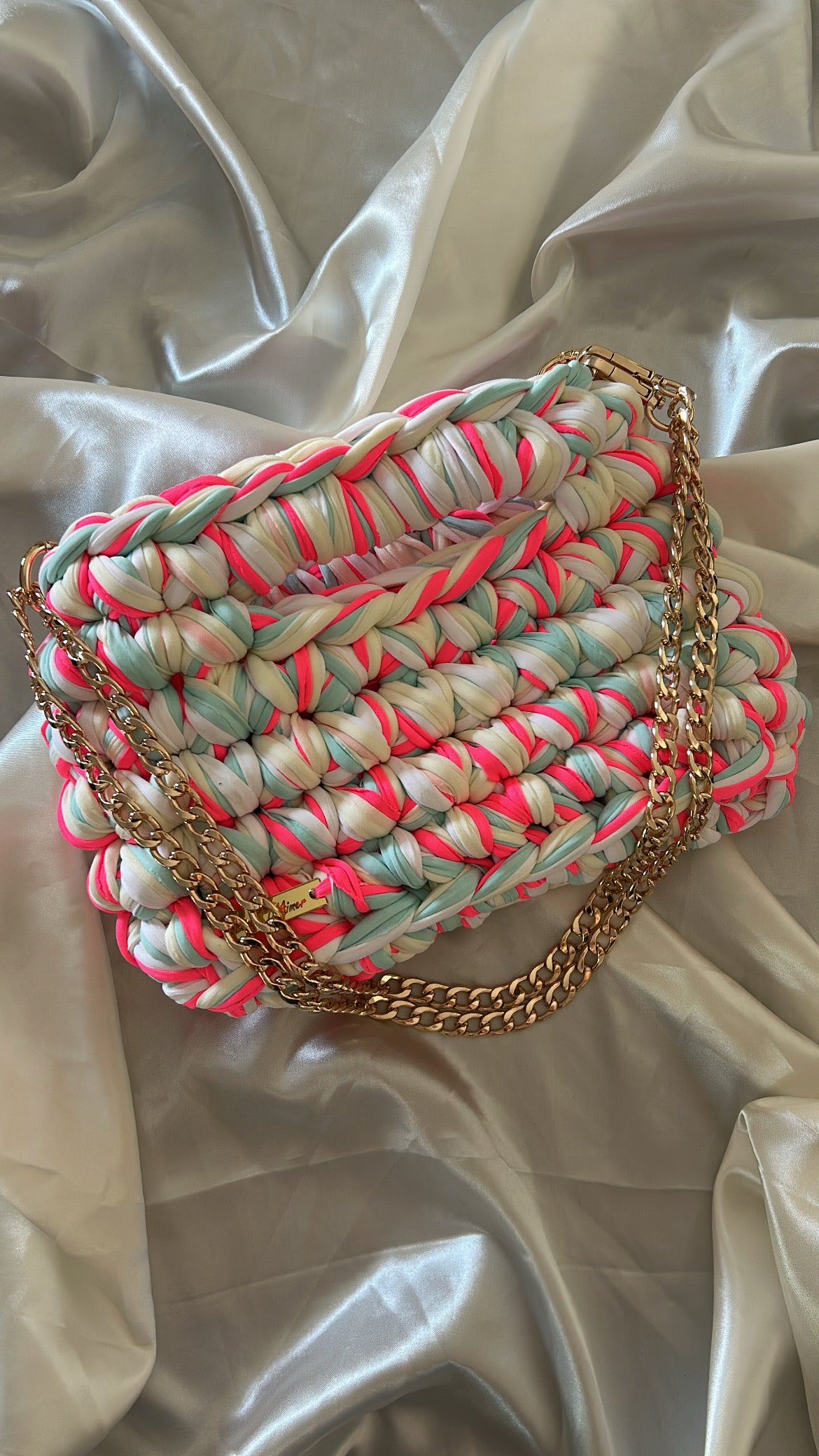 Sac AIMER - Turquoise, Blanc, Jaune Pastel, Rose Petant