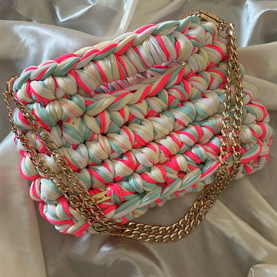 Sac AIMER - Turquoise, Blanc, Jaune Pastel, Rose Petant