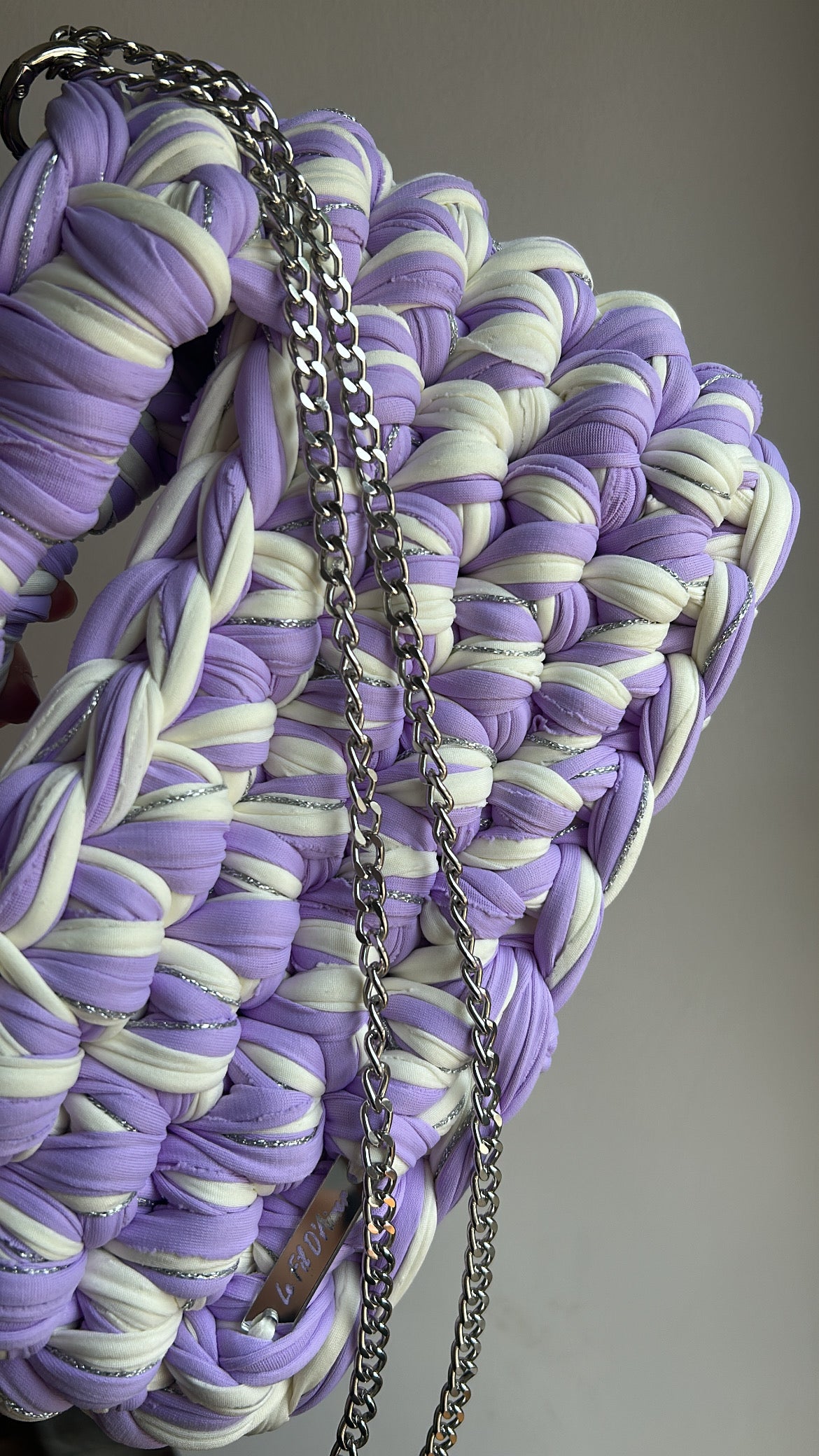 Sac AIMER - Violet Claire, Jaune Pastel, Fil Argenté