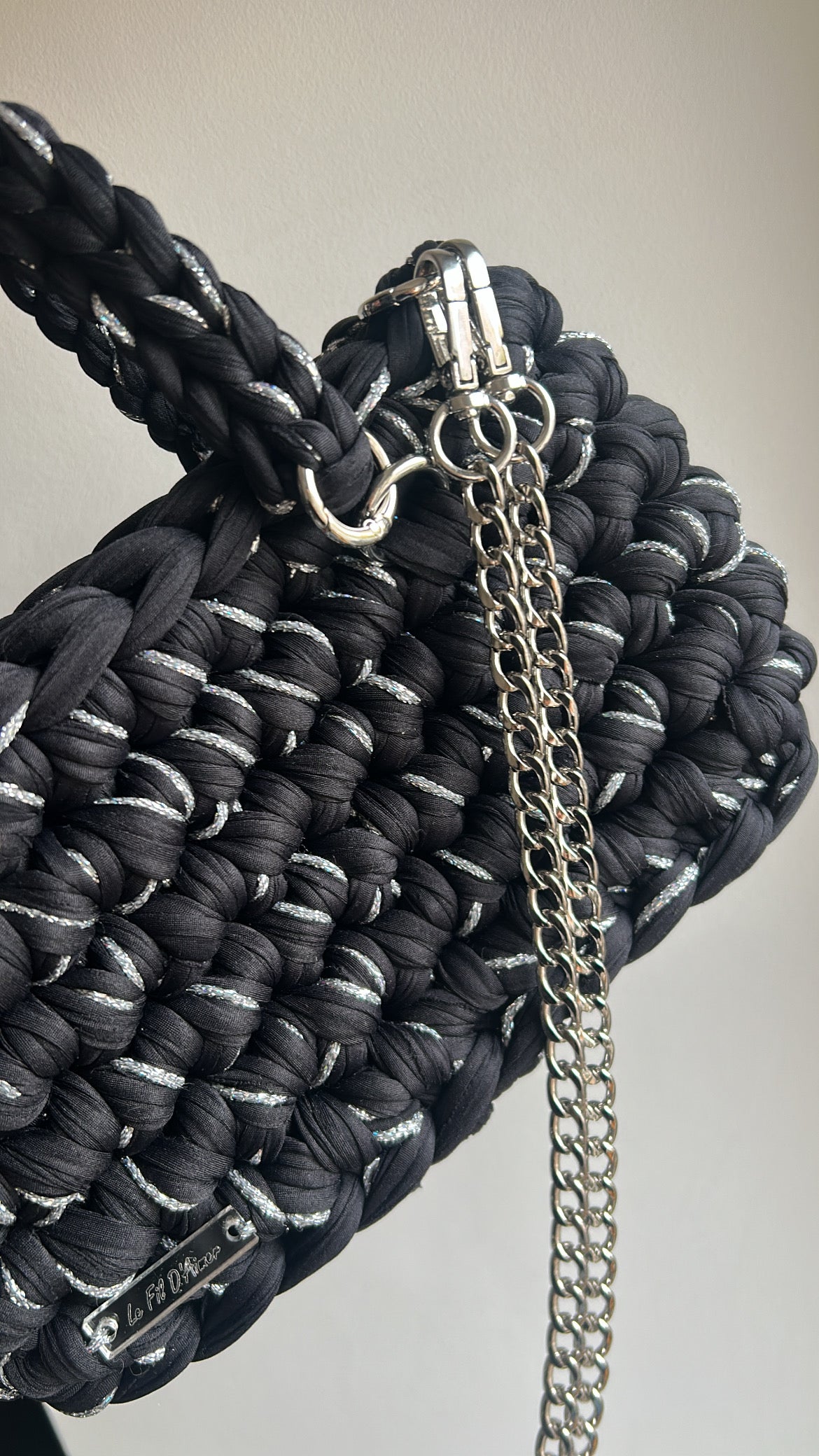 Sac EMIRA - Noir et Corde Argentée