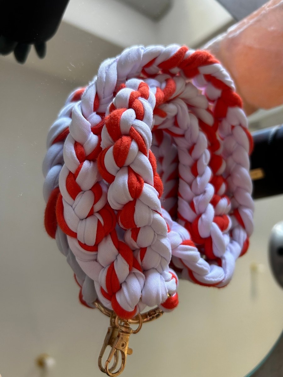 Cordon téléphone / porte - clés crochet - Orange & Blanc - Le Fil D aimerCordon