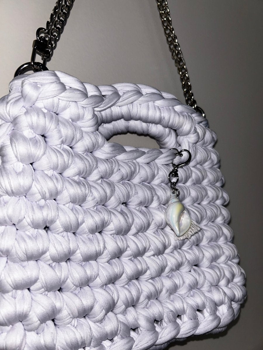 Sac au crochet blanc, création artisanale