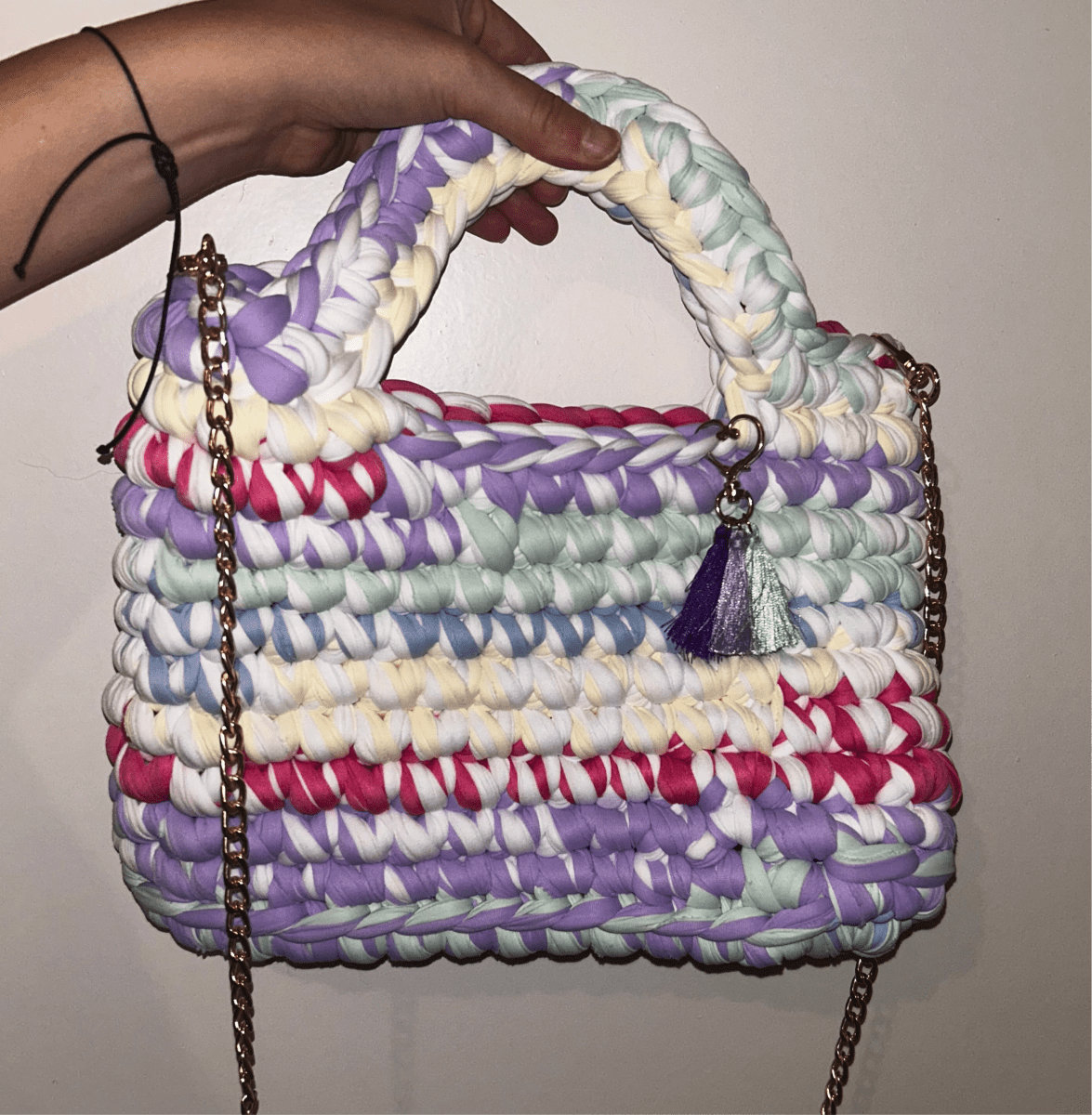 Sac AIMER multicolore au crochet fait main - Le Fil D aimer