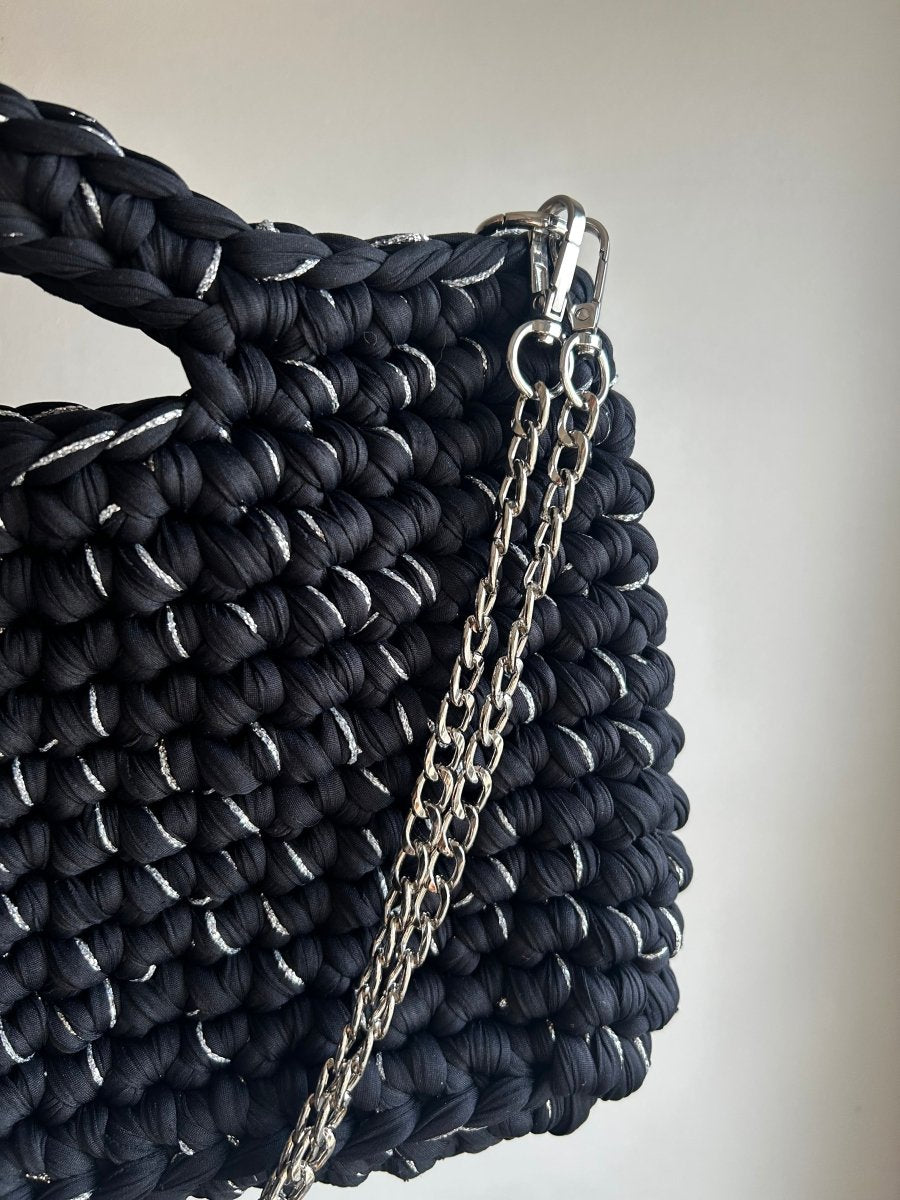 Sac AIMER - Noir et Argent - Le Fil D aimer sac au crochet 