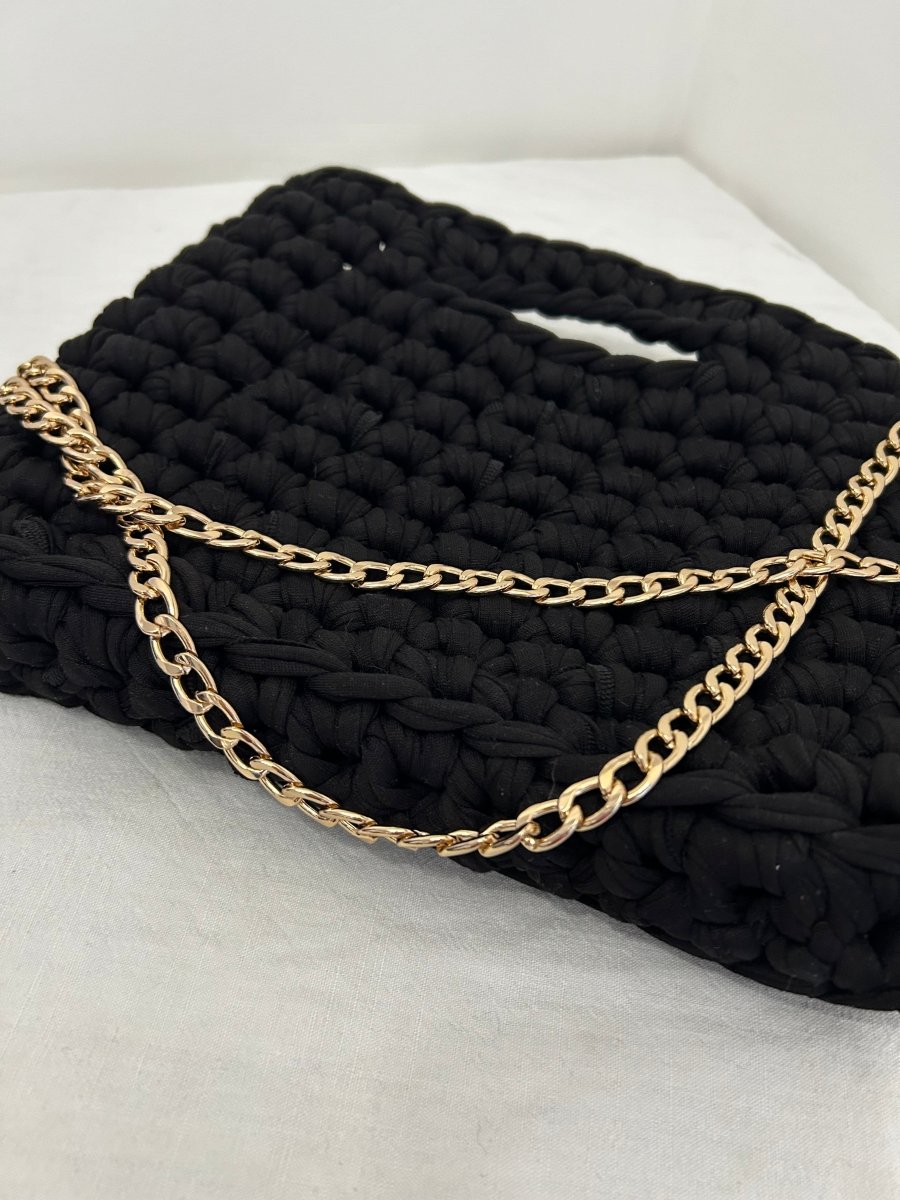 Sac Aimer noir fait main au crochet – Élégance intemporelle et style artisanal unique - Le Fil D aimer