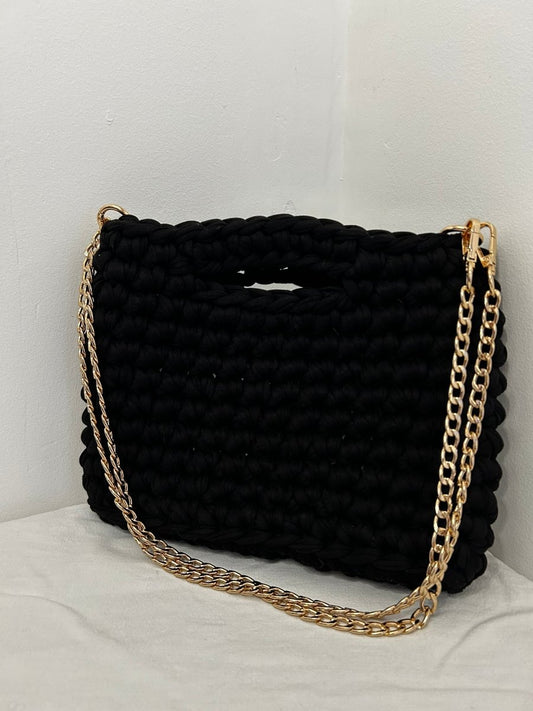 Sac Aimer noir fait main au crochet – Élégance intemporelle et style artisanal unique - Le Fil D aimer