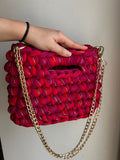Sac AIMER - Rouge Cherry et Doré - Le Fil D'Aimer sac au crochet artisanal 