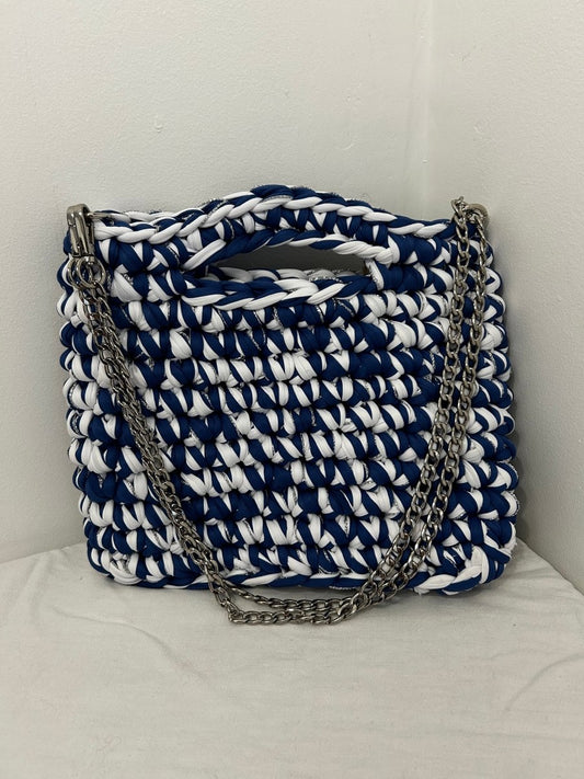 Sac Aimer – Sac à main crochet bleu blanc avec fil argenté scintillant - Le Fil D aimerSac aimer