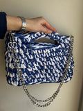 Sac Aimer – Sac à main crochet bleu blanc avec fil argenté scintillant - Le Fil D aimerSac aimer