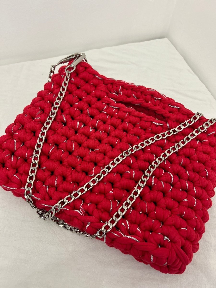 Sac Aimer – Sac à main rouge au crochet avec reflets argentés scintillants - Le Fil D aimerSac aimer