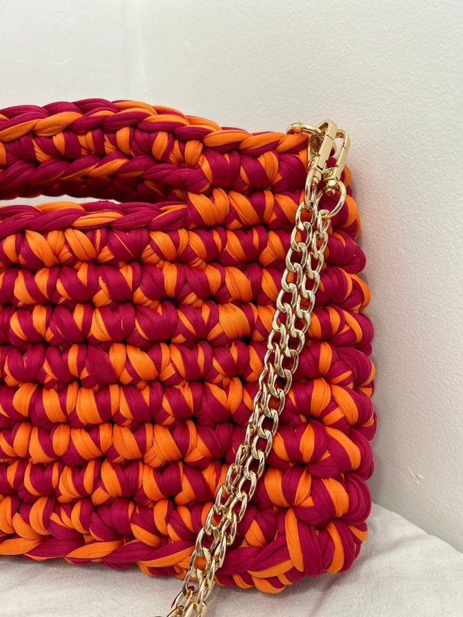 Sac Artisanale Crochet Orange Fuchsia – Style Chic et Moderne - Le Fil D aimer