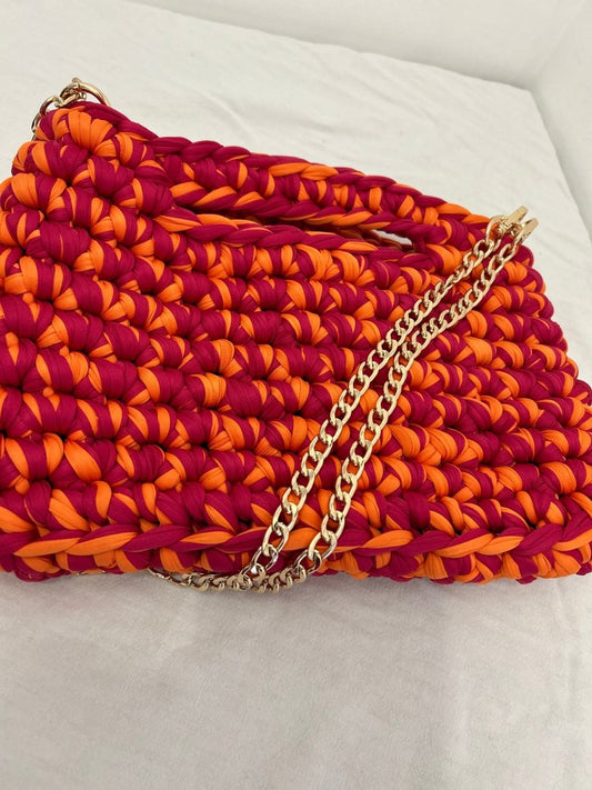 Sac Artisanale Crochet Orange Fuchsia – Style Chic et Moderne - Le Fil D aimer
