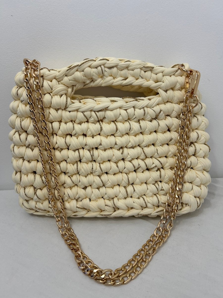 Sac au Crochet Crème avec Fil Doré – Élégant, Raffiné et Unique - Le Fil D aimer