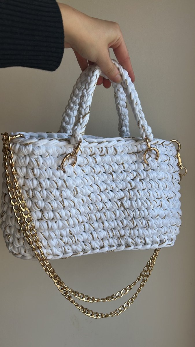 Sac EMIRA - Blanc et Fil doré - Le Fil D'Aimer