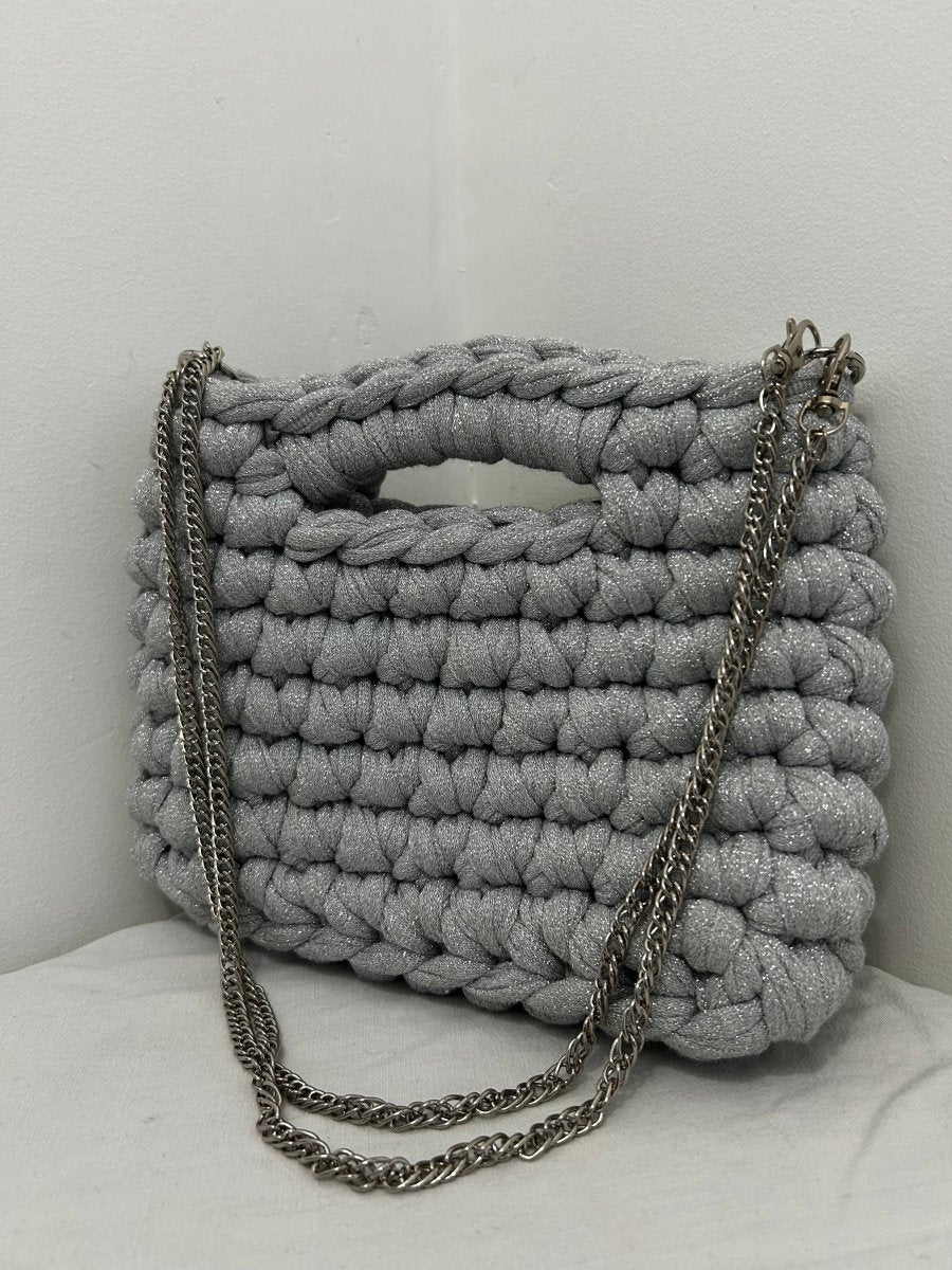 Sac gris pailleté – Élégance scintillante, fait main au crochet - Le Fil D aimer