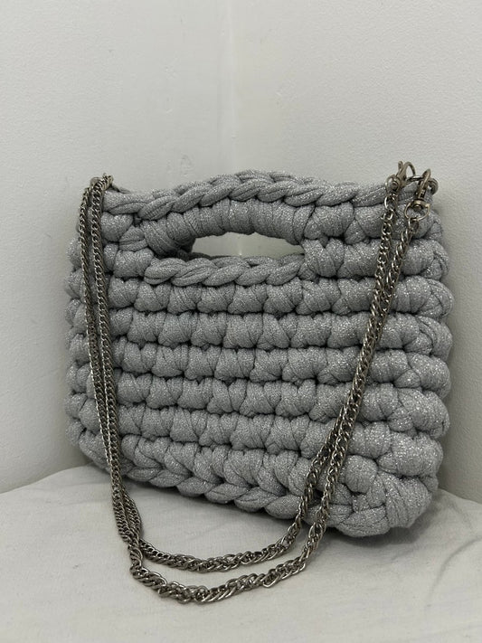 Sac gris pailleté – Élégance scintillante, fait main au crochet - Le Fil D aimer
