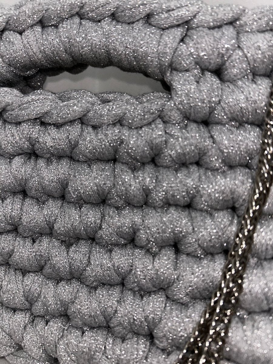 Sac gris pailleté – Élégance scintillante, fait main au crochet - Le Fil D aimer