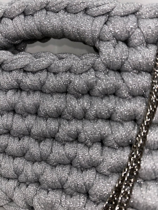 Sac gris pailleté – Élégance scintillante, fait main au crochet - Le Fil D aimer