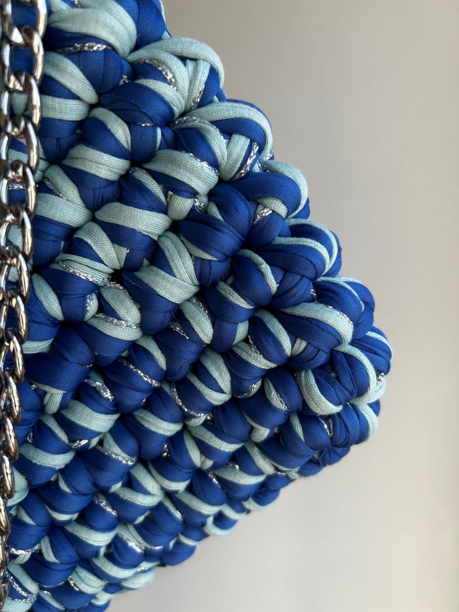 Sac MIERA - Bleu et Argenté - Le Fil D aimer sac au crochet fait main 