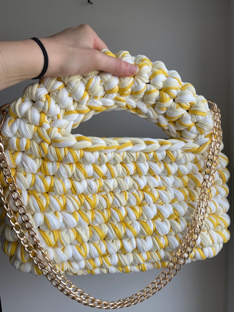 Sac MIERA - Jaune pastel et blanc - Le Fil D aimer