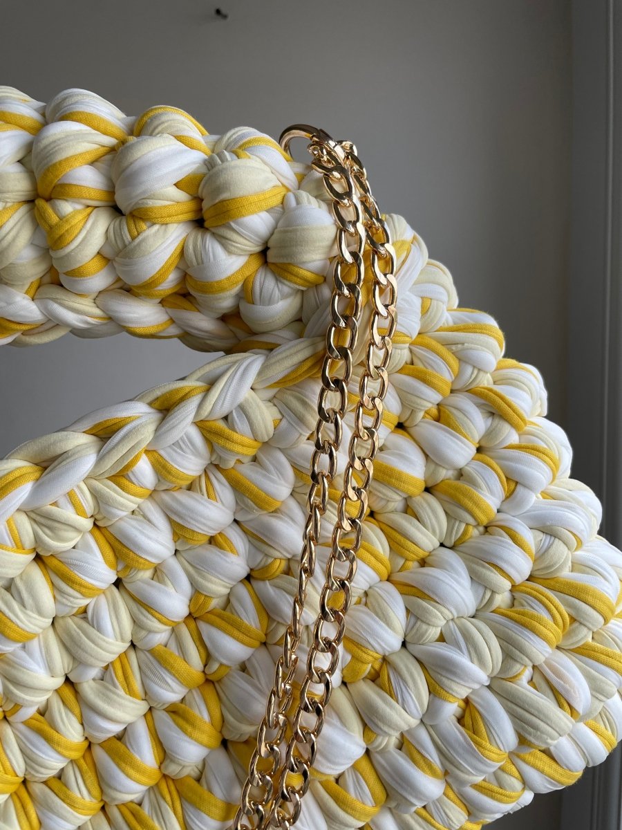 Sac MIERA - Jaune pastel et blanc - Le Fil D aimer