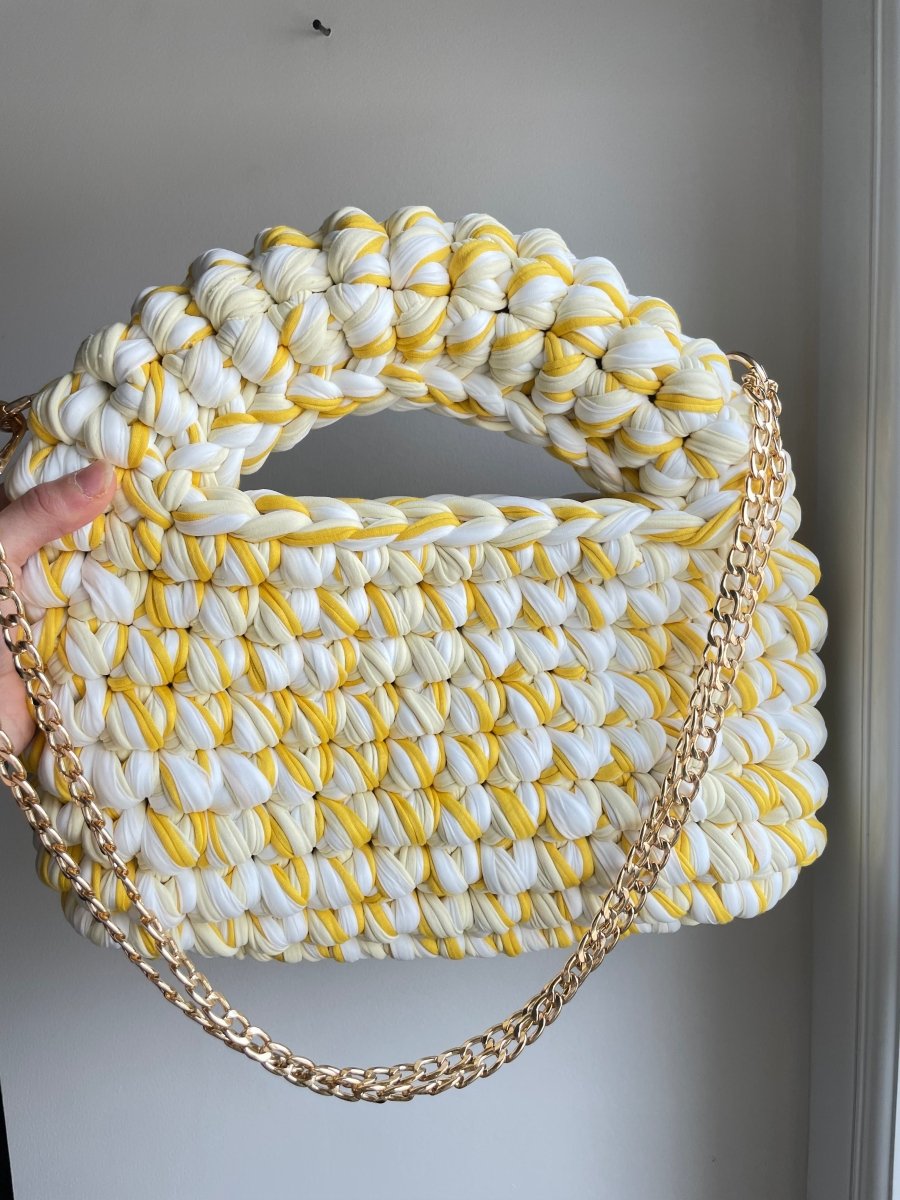 Sac MIERA - Jaune pastel et blanc - Le Fil D aimer