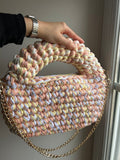 Sac MIERA - Jaune pastel, Rose poudré, 2 Blancs - sac artisanal Le Fil D'Aimer